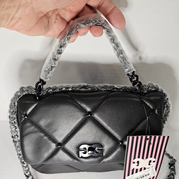 Gilda Paris Black Soft Quilted Studded Messenger Bag/Crossbody NWT - Picture 4 of 13